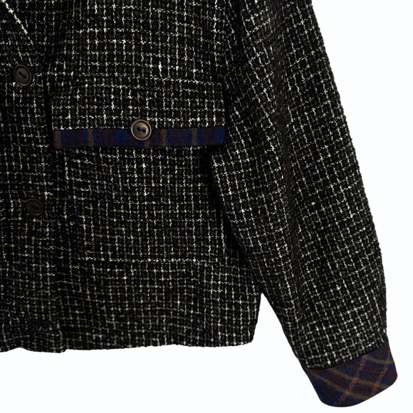 Cotélac Womens Tweed Jacket Plaid Wool Size US 8 Boxy Mixed Media‎ Office Siren - Picture 2 of 14